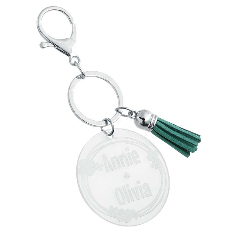 Portachiavi Personalizzato in Acrilico con Nappa - Design Ornamentale