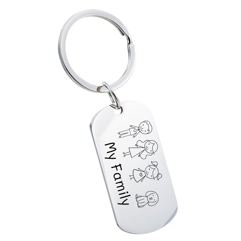 Portachiavi Personalizzato Inciso Targhetta Militare con Icone Famiglia
