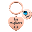 Portachiavi Cuore Inciso Personalizzato con 1 Pietra Portafortuna
