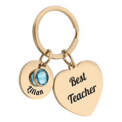 Portachiavi Cuore Inciso Personalizzato con 1...