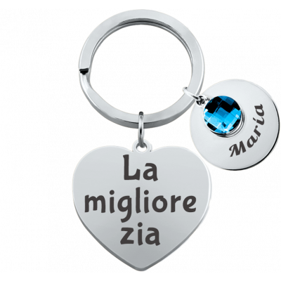 Portachiavi Cuore Inciso Personalizzato con 1...