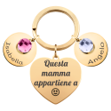 Portachiavi Cuore Inciso Personalizzato con 2 Pietre Portafortuna