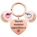 Portachiavi Cuore Inciso Personalizzato con 2 Pietre Portafortuna