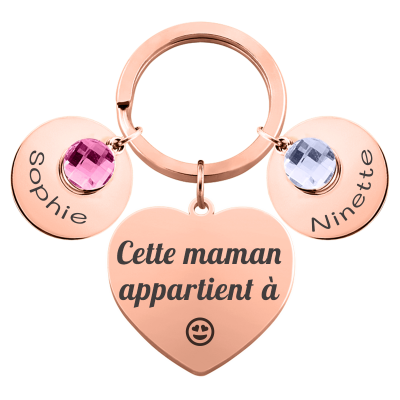 Porte-clés Cœur Gravé Personnalisé et 2 Pierres... Porte-clés Cœur Gravé Personnalisé et 2 Pierres...