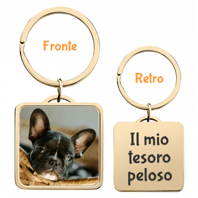 Portachiavi Quadrato di Lusso Personalizzato...
