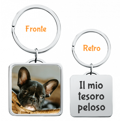 Portachiavi Quadrato di Lusso Personalizzato...