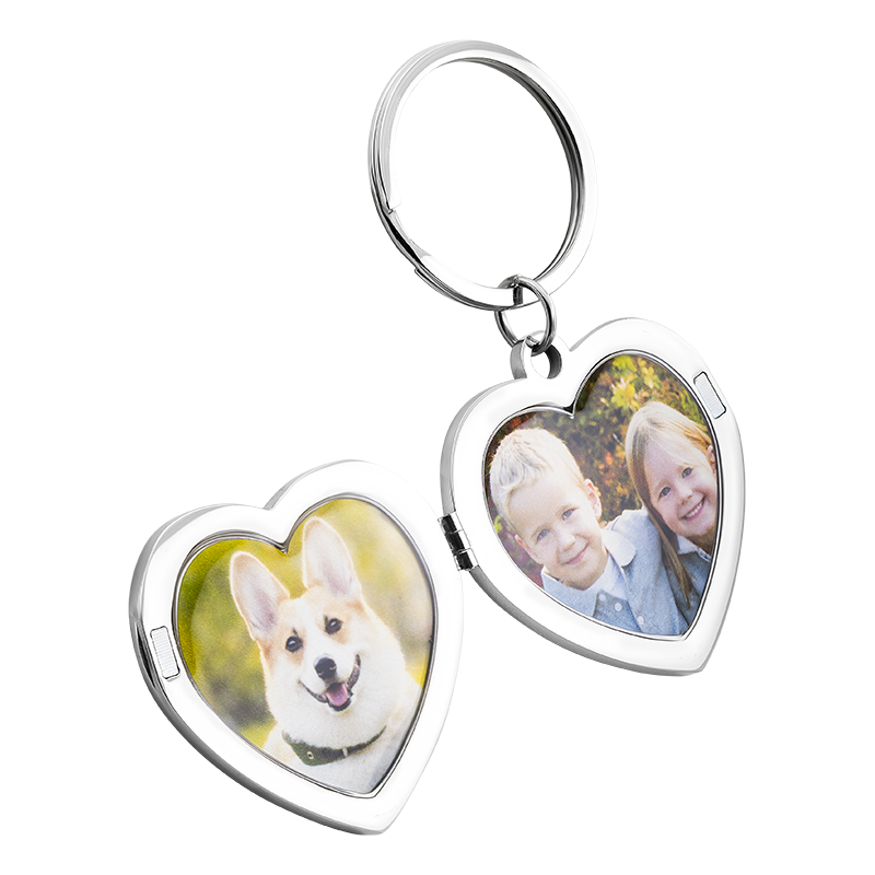 Portachiavi Personalizzato di Lusso a Forma di Cuore con Medaglione con Foto