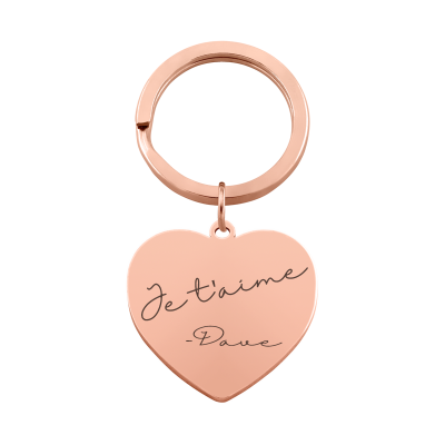 Porte-clés Cœur Texte Manuscrit Gravé Personnalisé Porte-clés Cœur Texte Manuscrit Gravé Personnalisé