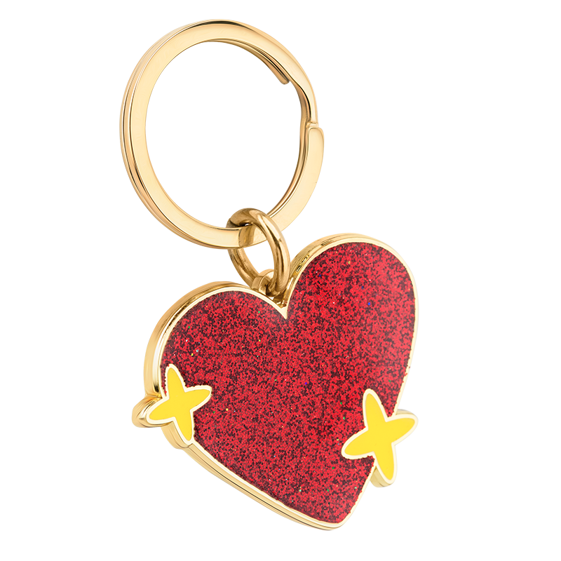 Portachiavi Personalizzato con Cuore Inciso e Scintillii