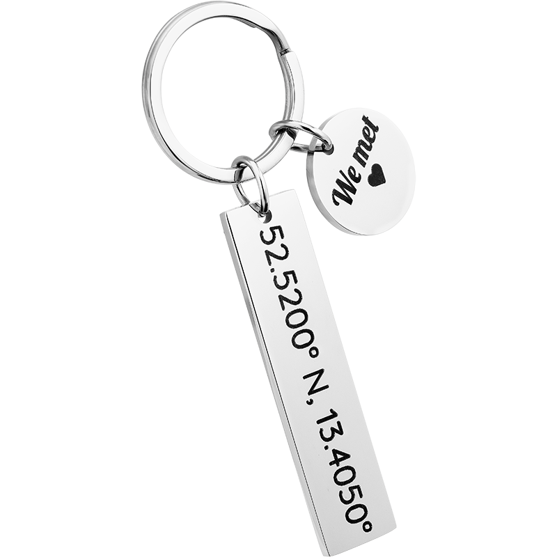 Portachiavi Personalizzato con Coordinate Incise