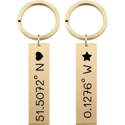 2 Portachiavi Personalizzati con Coordinate Incise