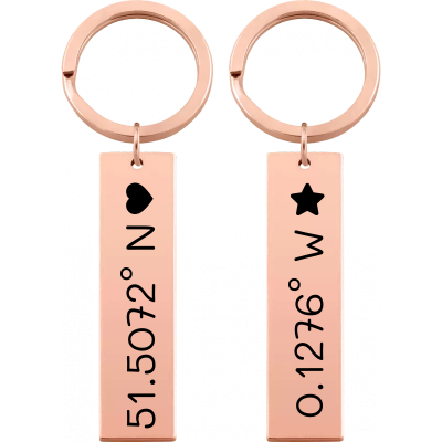 2 Portachiavi Personalizzati con Coordinate Incise