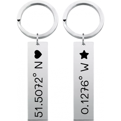 2 Portachiavi Personalizzati con Coordinate Incise