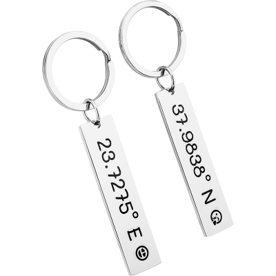 2 Portachiavi Personalizzati con Coordinate Incise