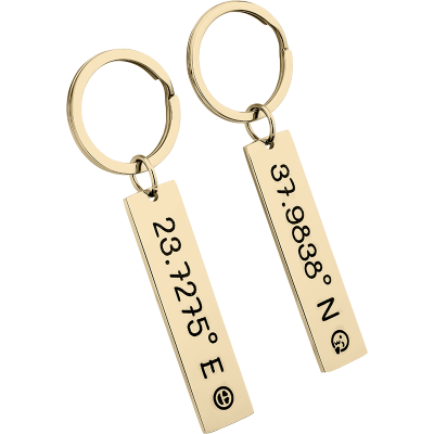 2 Portachiavi Personalizzati con Coordinate Incise