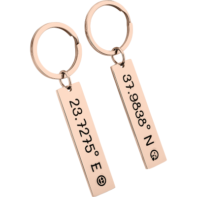 2 Portachiavi Personalizzati con Coordinate Incise