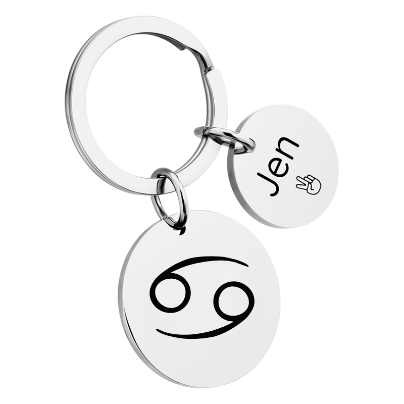Portachiavi Circolare Personalizzato con Segno Zodiacale
