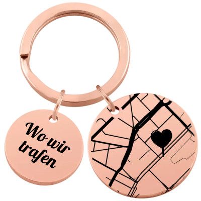 Personalisierter Schlüsselanhänger mit Geokarte