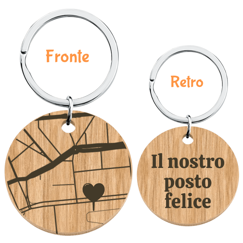 Portachiavi in Legno Personalizzato con Mappa Geografica