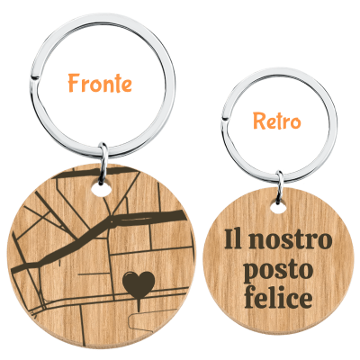 Portachiavi in Legno Personalizzato con Mappa...