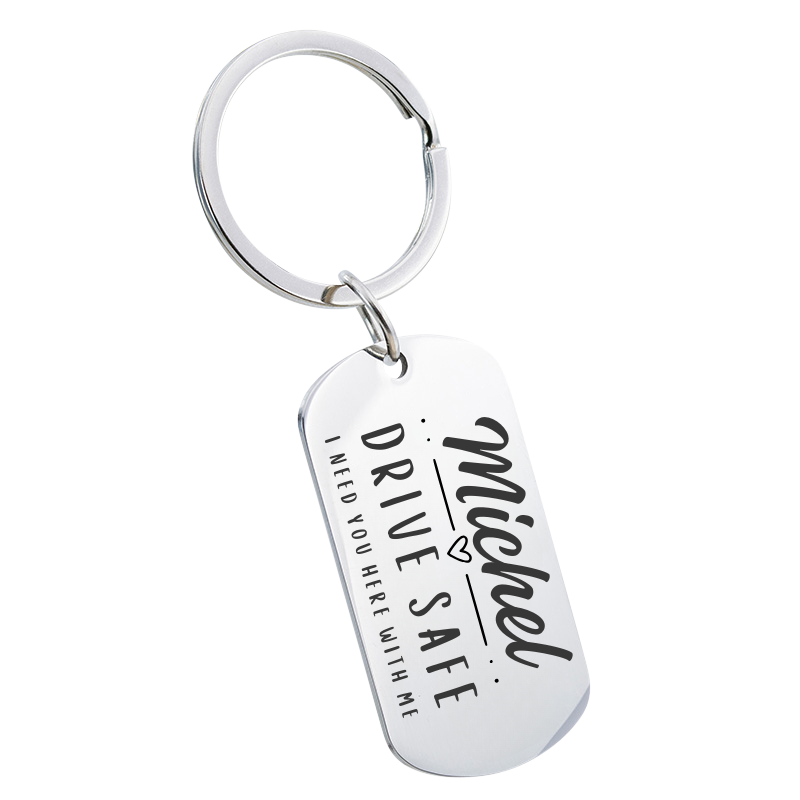 Portachiavi personalizzato inciso ''Guida Sicuro'' con nome