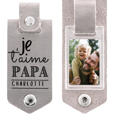Porte-clés en cuir Gravé pour Papa avec Photo... Porte-clés en cuir Gravé pour Papa avec Photo...