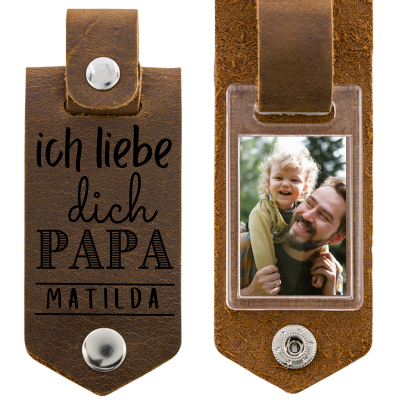 Gravierter Lederschlüsselanhänger für Papa mit...