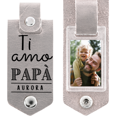 Portachiavi in Pelle per Papà inciso con Foto... Portachiavi in Pelle per Papà inciso con Foto...