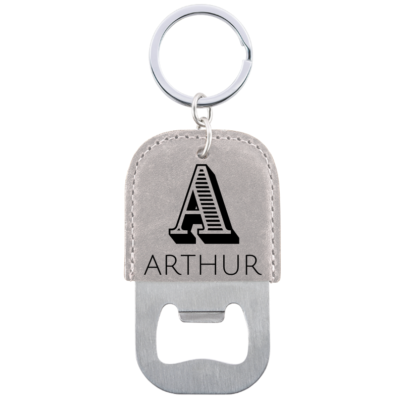 Portachiavi Apribottiglie in Pelle Personalizzato con Nome inciso, Regalo per lui