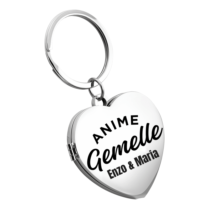 Portachiavi per Coppia con Ciondolo a Forma di Cuore personalizzato - Anime Gemelle