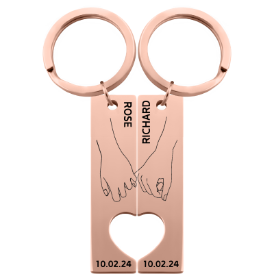Portachiavi a Forma di Cuore con Coppia che si...
