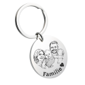 Picture-to-drawing Großer Runder Schlüsselanhänger – Personalisierbar mit Foto & Gravur